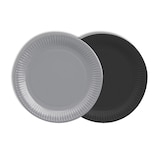 thumbnail of 12 Teller, Pappe rund Ø 18 cm farbig sortiert - grau/schwarz