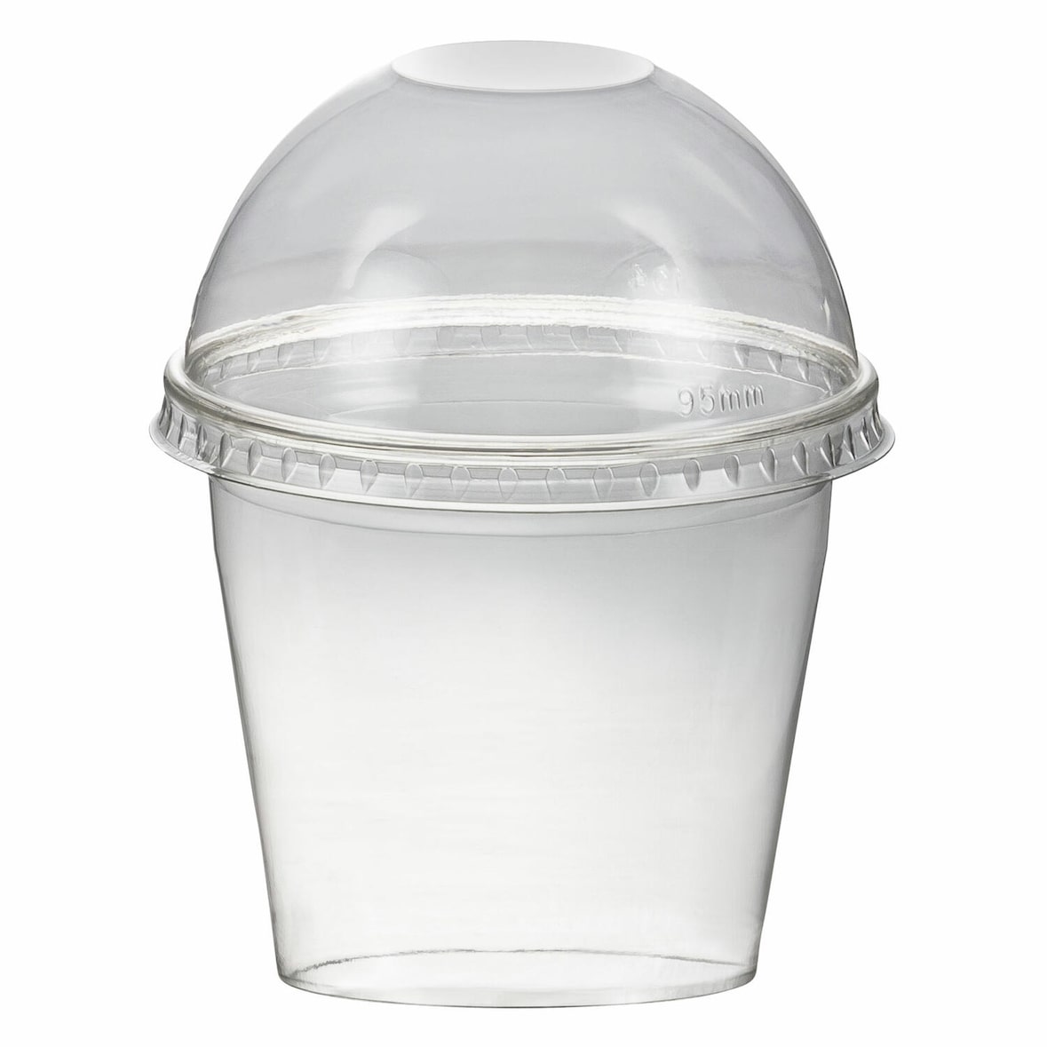 150x Smoothiesbecher Dessertbecher + Domdeckel 250 ml O95mm PET glasklar