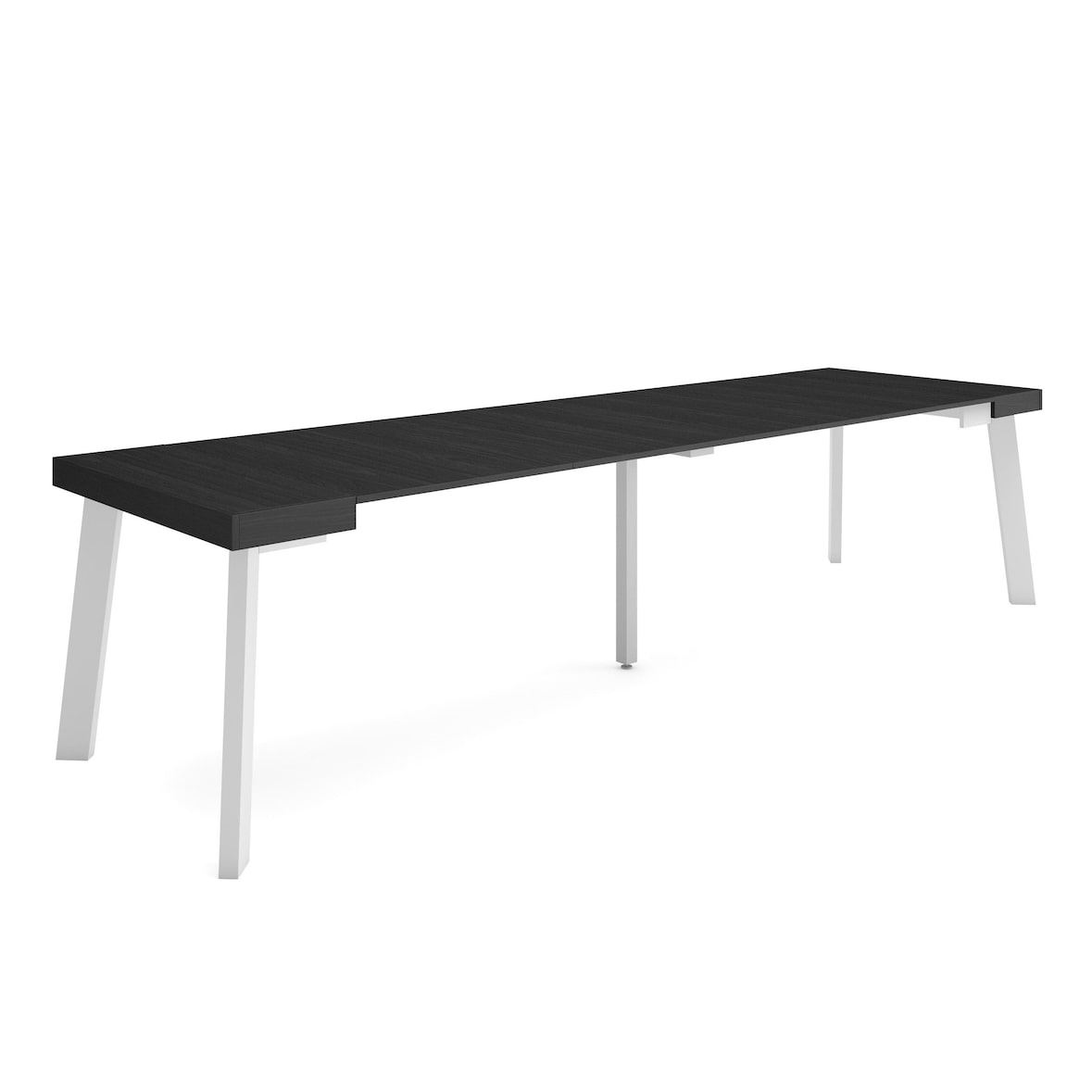 Mesa Consola Extensível, Cozinha, Sala de jantar, 302x90x73cm, Para 14 pessoas, Pés de madeira, Estilo moderno, Preto _ 380_6