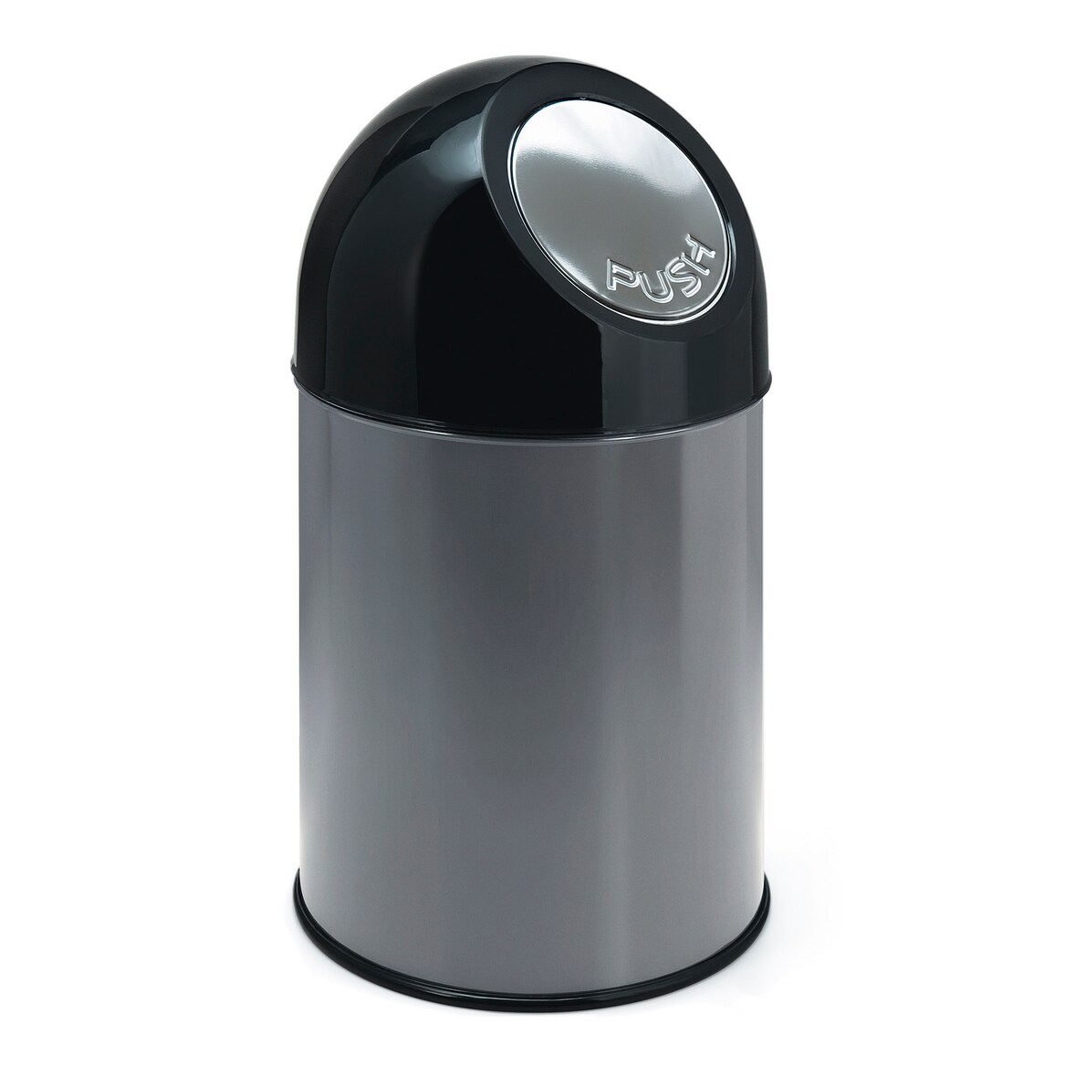 Afvalbak met pushdeksel 30 ltr - metallic, zwart