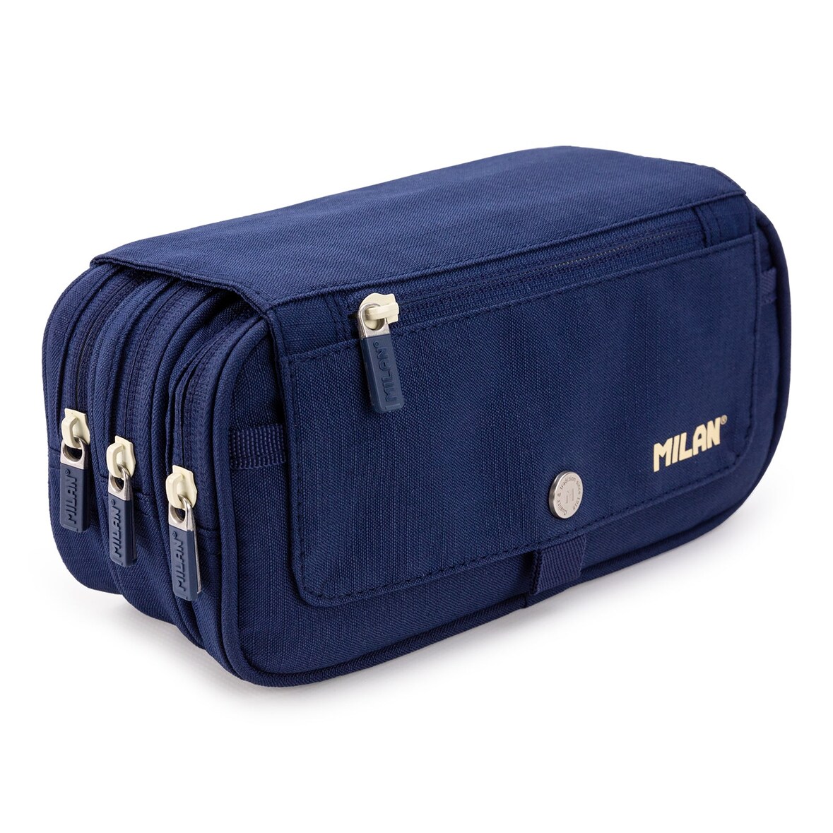 Milan 1918 - Estuche Portatodo Triple con Cuatro Cremalleras para Material Escolar. Azul
