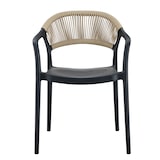 thumbnail of METRO PROFESSIONAL Cadeira de exterior empilhável Laveria, plástico, com braços ,design de corda, preto