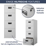 thumbnail of Hängeregisterschrank abschließbar TION - 4 Schubladen mit Schloss | Aktenschrank Büroschrank aus Stahl Metallschrank, 132x46x62cm Grau