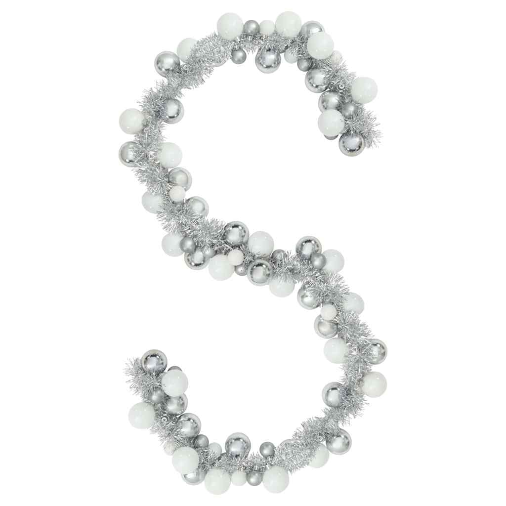 vidaXL Weihnachtskugelgirlande Weiß und Silber 186 cm Polystyrol
