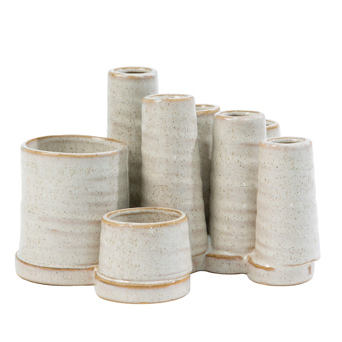 Jinfa 1er-Set Blumenvasen auf festem Sockel | Dekorativer Tafelaufsatz aus Keramik | Antik-weiß