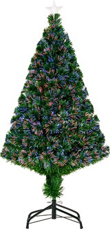 Ein künstlicher Weihnachtsbaum mit bunten Lichtern.
