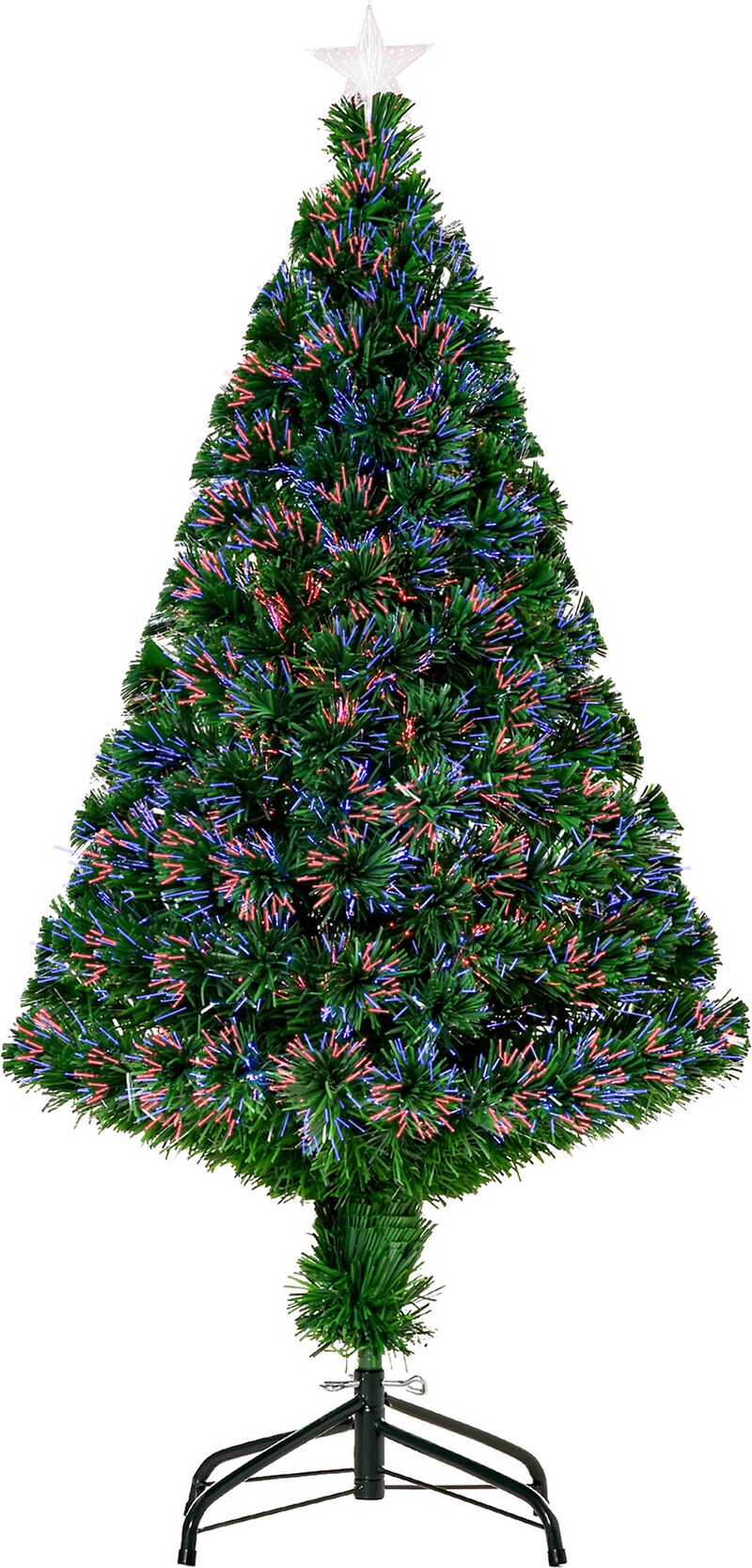Ein künstlicher Weihnachtsbaum mit bunten Lichtern.