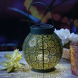 thumbnail of LED Solar Laterne marokkanisch hängend stehend grün gold Sensor Garten 14,5cm