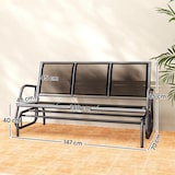 thumbnail of Banco de jardín exterior de 3 plazas mecedora de exterior con reposabrazos carga 300 kg para terraza balcón patio 147x70x85 cm negro