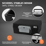 thumbnail of ECD Germany Dokumentenbox DIN A4, 39×33×16 cm (7 L) – feuerfest & wasserdicht, abschließbar (2 Schlüssel), Sicherheitskoffer/Geldkassette mit Griff