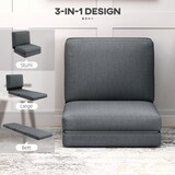 thumbnail of Bodensofa klappbar 72x75x80 cm Dunkelgrau 3 in 1 als Bodensessel Chaiselongue und Schlafsofa mit Samtoptik 29 cm Polster