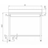 thumbnail of Romux® Edelstahltisch für Gastronomie zur Wandmontage mit 2 Regalböden 1200x800x850 mm Zerlegbar | Arbeitstisch aus Edelstahl Korrosionsbeständig