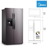 thumbnail of Midea KS-DDX 6.32 WT Amerikaanse Koelkast - 90 cm - Donker Roestvrijstaal