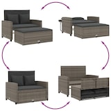 thumbnail of vidaXL Gartensofa 2-Sitzer mit Kissen Grau Poly Rattan