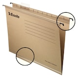 thumbnail of Esselte Carpetas colgantes Kraft natural 230 gr, Acceso vertical, Lomo V. Visor corto rígido, Folio prolongado, 50 Carpetas