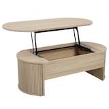 thumbnail of Table basse ovale avec plateau relevable effet bois clair