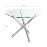 thumbnail of Merax Esstisch rund Ø80 cm, Glastisch modern mit X-Gestell, Küchentisch klein platzsparend, 2–4 Personen, Metall silber