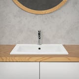 thumbnail of ML-Design Einbau-/Aufsatzwaschbecken Keramik Weiß 52,5 × 45 × 21 cm, eckig, mit Hahnloch & Überlauf, inkl. Ablaufgarnitur – Design Waschtisch
