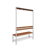 thumbnail of Einseitige Sitzbankgarderobe mit Schuhrost, 400/1825 x 1200 x 400 mm, lichtgrau/buche