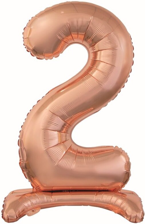 XL Folienballon Zahl 2 Roségold stehend