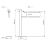 thumbnail of Vertikaler Sicherheitshandgriff mit integriertem Toilettenpapierhalter, Bodenbefestigung