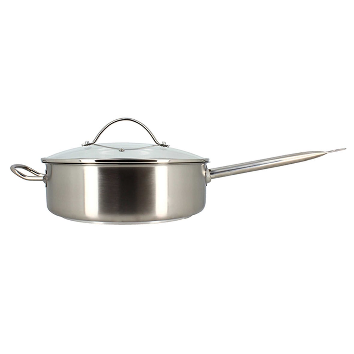 Menastyl - Sauteuse professionnel 28cm en acier inoxydable avec couvercle en verre