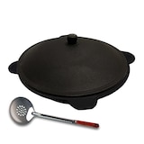 thumbnail of Kazan Gusseisen mit Schaumlöffel usbekischer Kasan 12 Liter Aludeckel