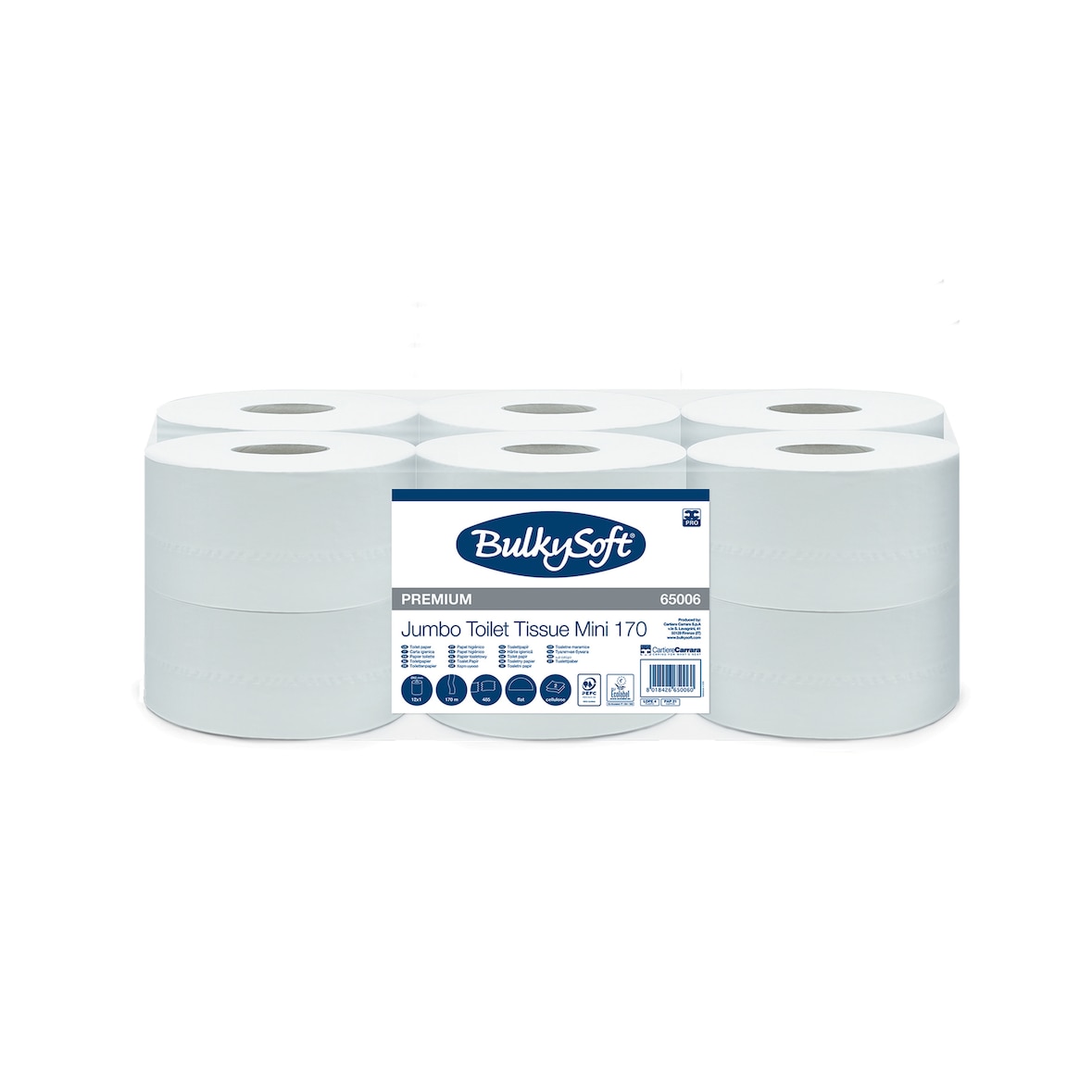 BulkySoft Großrollen mini - Zellstoff - 2-lagig - 24 Rollen Toilettenpapier