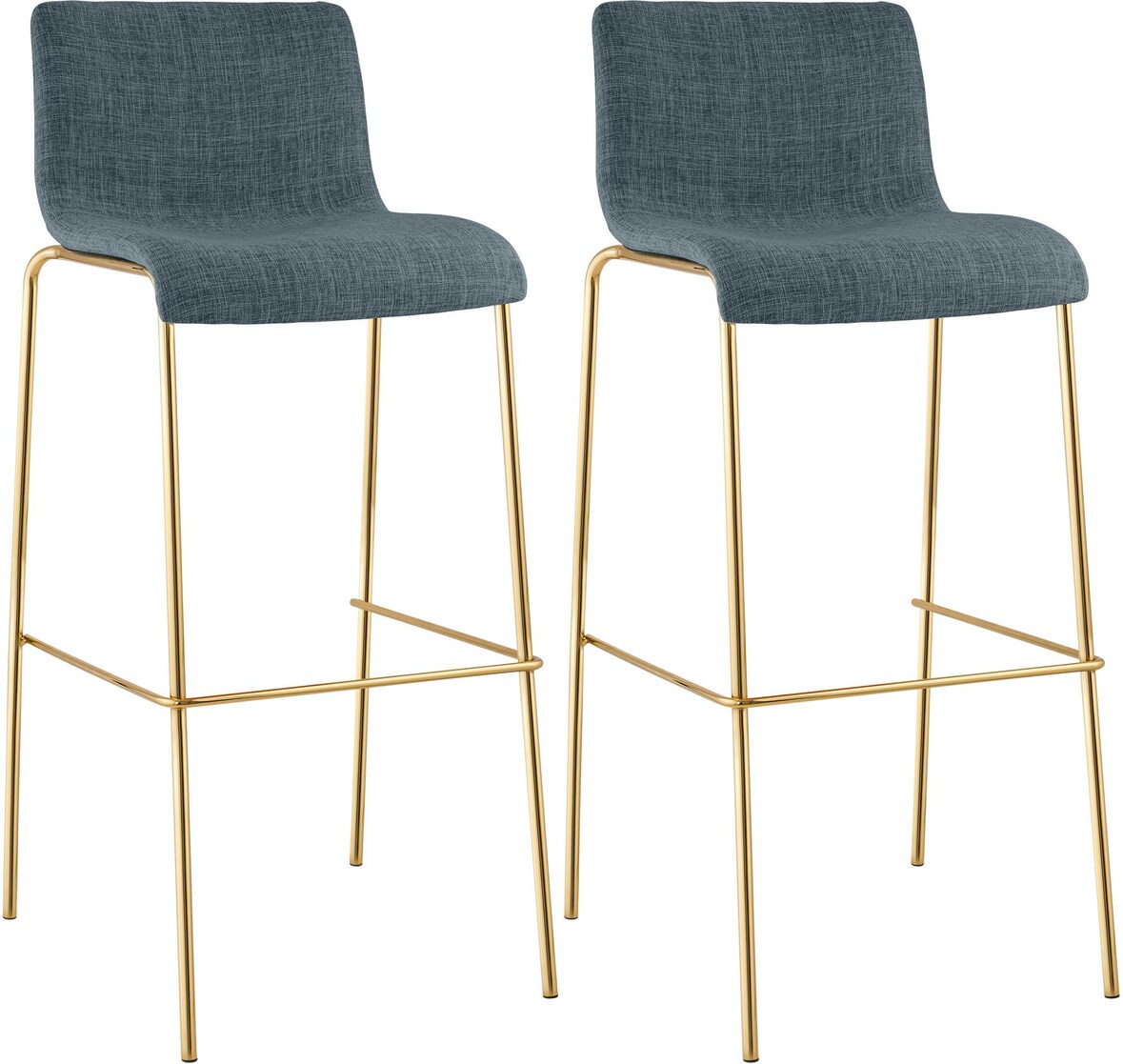 CLP 2er Set Barhocker Hover Stoff Vierfußgestell Gold Stoff HBT: 100x43x48 cm blau