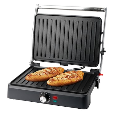 Emerio Contactgrill - Tosti Apparaat - 34x24cm - Panini Grill - Tosti IJzer CG-130859 - RVS / Zwart