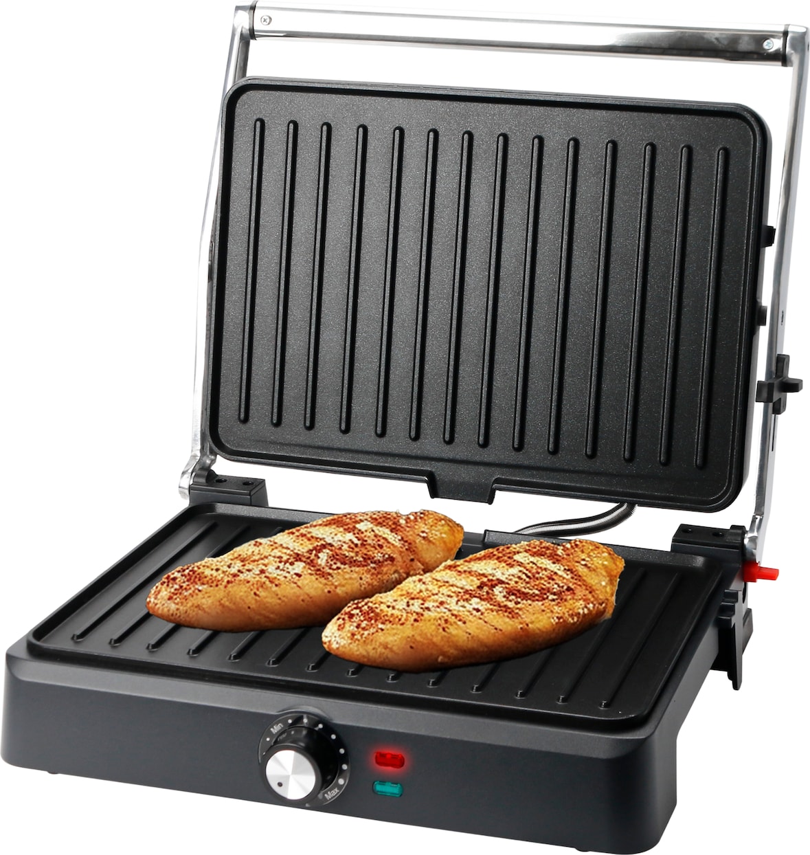 Emerio Contactgrill - Tosti Apparaat - 34x24cm - Panini Grill - Tosti IJzer CG-130859 - RVS / Zwart