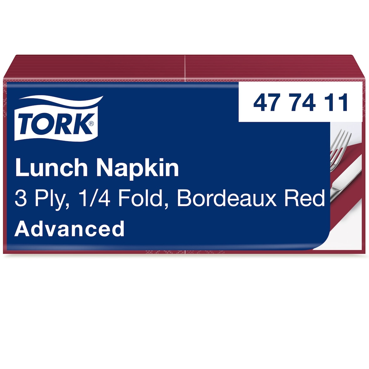 Tork Serviette 477411 33x33cm 3lg. 1/4 Falz bordeaux