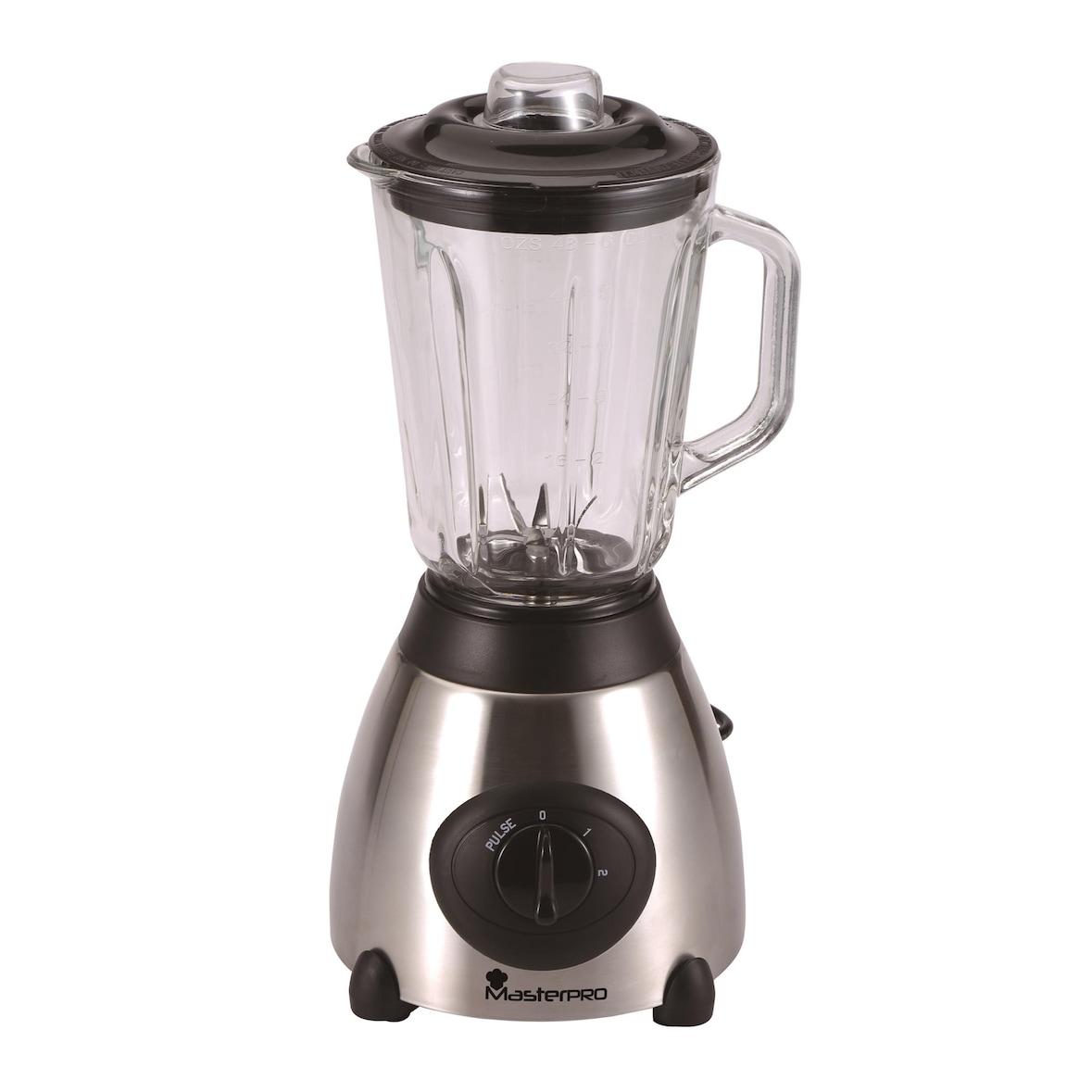 Masterpro - Batidora de vaso de 500W y 1,5L con 2+1 velocidades, acabado en acero inoxidable