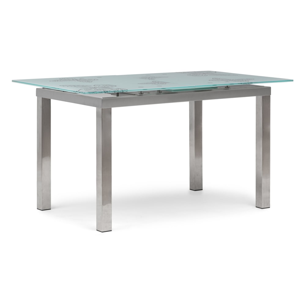 Mesa de comedor de cristal templado extra grueso 140x85x75cm extensible con mecanismo automatizado