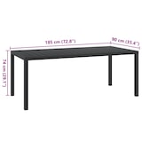 thumbnail of Mesa de jardín de aluminio y WPC negra 185x90x74 cm