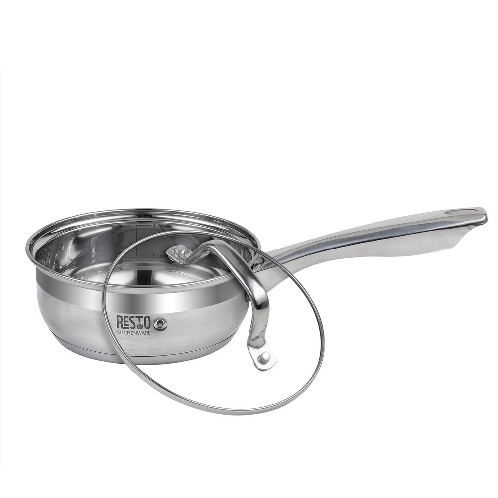 Resto Libra 92001 steelpan Ø16 cm – 1,4L RVS 18/10 – Inductie geschikt – Met glazen deksel & maatverdeling