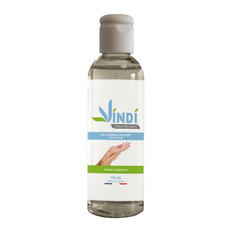 Vindi Désinfectant - gel hydroalcoolique - Flacon de 100ml - Fabrication Française - 76% d'alcool- Virucide