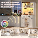 thumbnail of Barschrank 190x60x110 LED-Beleuchtung Steckdosen Regale Kaffeebar-Sideboard Scheunentor Design Weiß verstellbare Regale MD