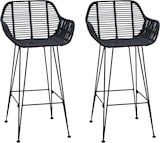 thumbnail of vidaXL Barstuhl 2 pcs Schwarz 55 x 52 x 92 cm Rattan und Eisen