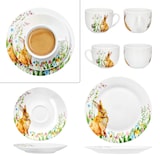 thumbnail of 18tlg Kaffeeservice Osterfreude Porzellan 6 Pers Tassen Untertassen Teller Hase