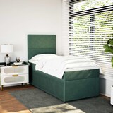 thumbnail of vidaXL Boxspringbett mit Matratze Dunkelgrün 80x200 cm Samt