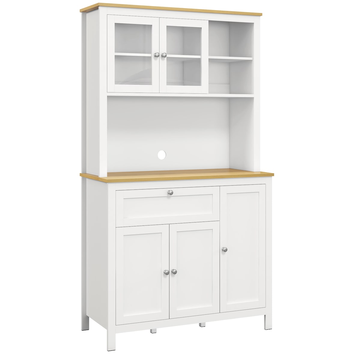 HOMCOM Dispensa Cucina con Cassetti Ripiani Scaffali Regolabili Bianco