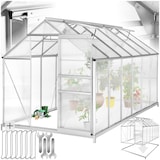 thumbnail of tectake Serre avec fondation, construction aluminium anodisé solide, plaques double paroi isolantes, 185x375x195cm, blanc transparent