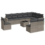 thumbnail of vidaXL 11-tlg. Garten-Sofagarnitur mit Kissen Grau Poly Rattan