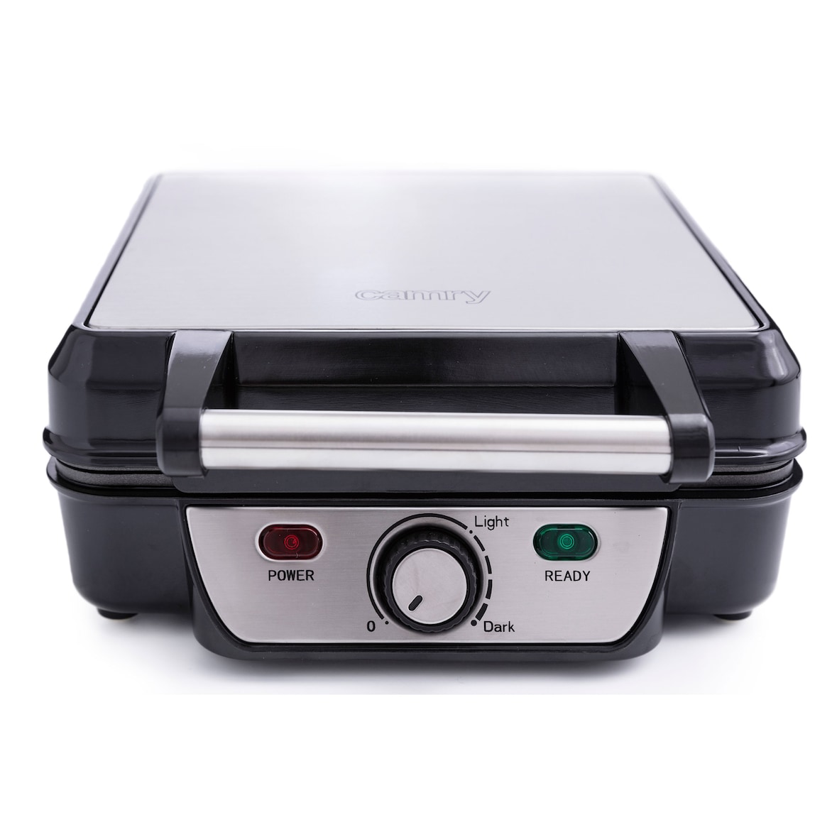 Camry CR 3025 Gofrera Eléctrica, 4 Gofres Belgas, Antiadherente, Regulador Temperatura, Soporte Vertical, Acero Inox, 1500W, Argento