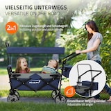 thumbnail of Hauki Bollerwagen XXL Blau-Grau, faltbar mit Dach & Tasche, 360° Räder, Handwagen 120 kg, Transportwagen Kinder, Schiebe-/Ziehbar