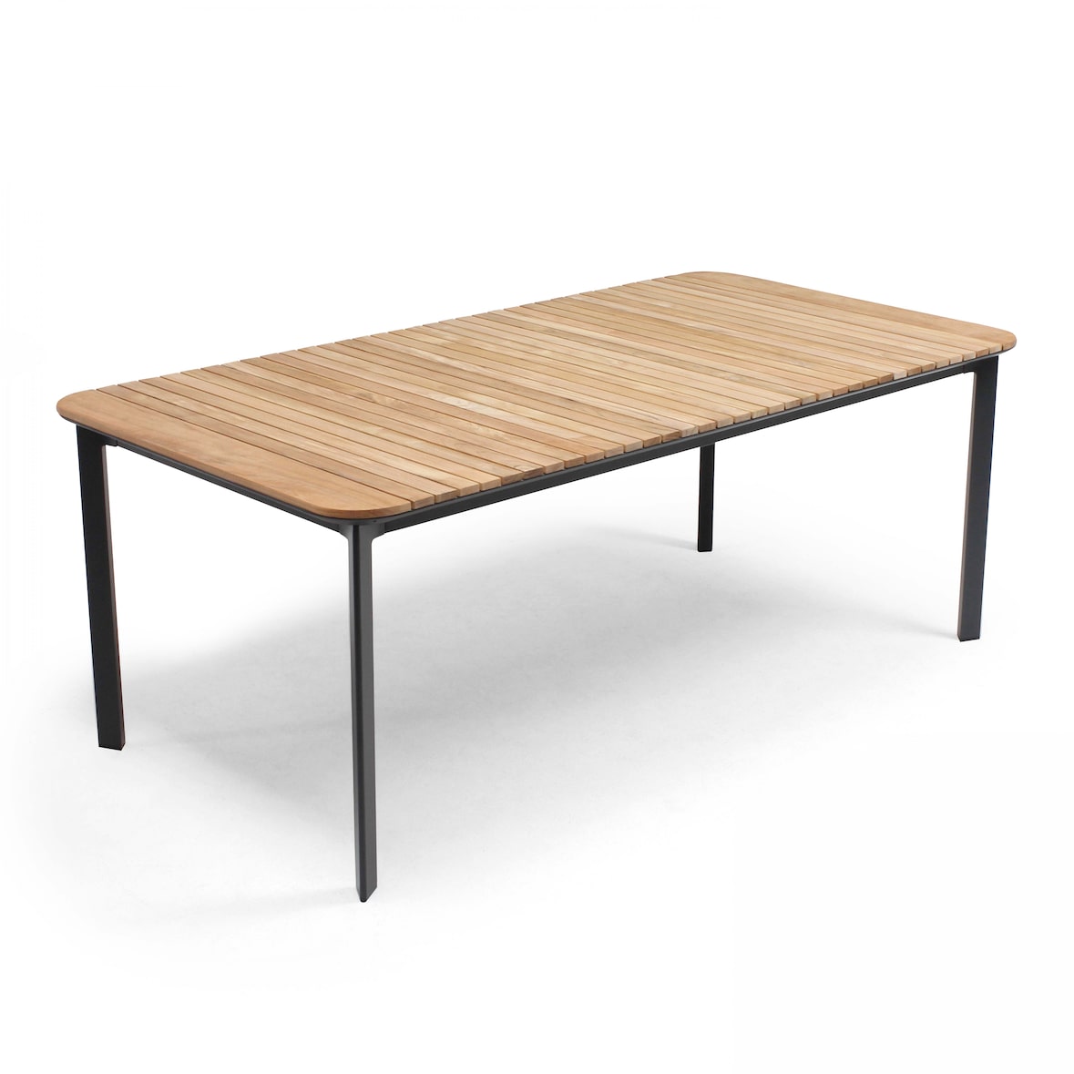 Aluminium en teak tuintafel