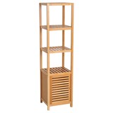 thumbnail of Estantería de Bambú para Baño Armario Alto Librería Organizador 4 Nivel 1 Puerta 33x36,5x140 cm