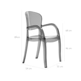 thumbnail of Set di 4 poltrone Joker in policarbonato color fumè di altissima qualità, impilabili. Marchio Grandsoleil. 55x54x89