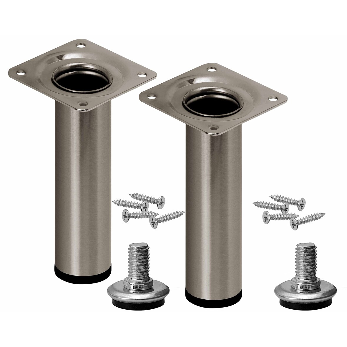 Möbelfuß verstellbar Sofafuß belastbar bis 50 kg Stahlrohrfuß Sockelfuß Tischbein Rund Edelstahl